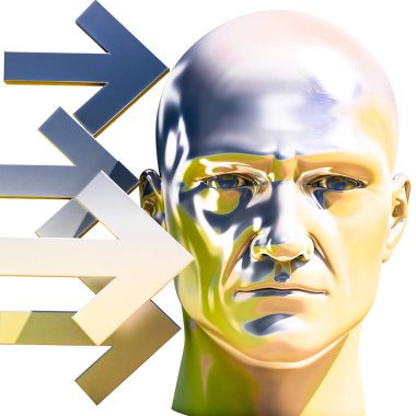 3D endişeli stres altında bunalmış adam portresi