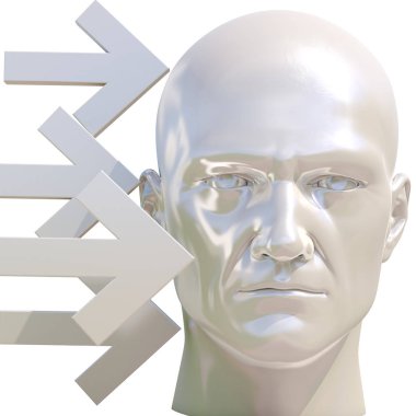 3D endişeli stres altında bunalmış adam portresi
