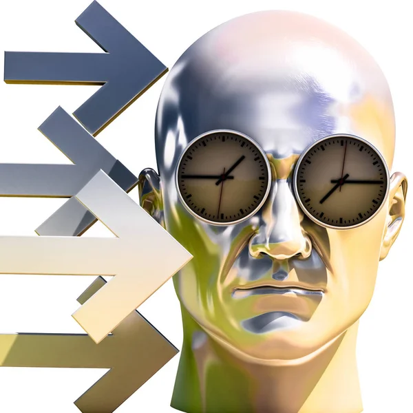 Portret 3D w zaniepokojeni podkreślił ogarnia człowieka — Zdjęcie stockowe