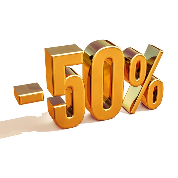Signo del cincuenta por ciento del oro 3d — Foto de Stock
