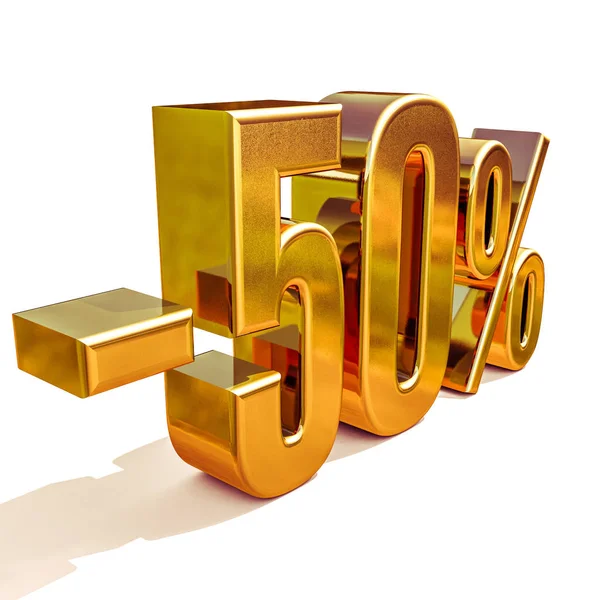 Znak 3D gold 50 padesát procent — Stock fotografie