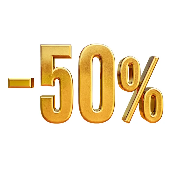 3d oro 50 cinquanta per cento segno — Foto Stock