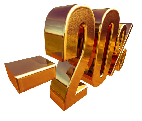 3D-Gold 20 zwanzig Prozent Rabatt Zeichen — Stockfoto