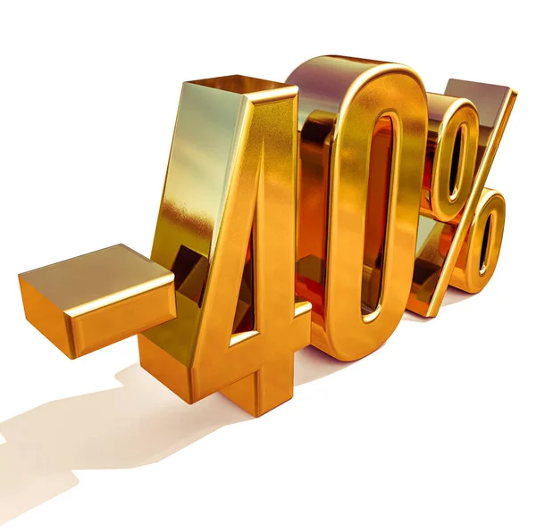 Gold -40%, Minus Forty Percent Discount Sign — Stock Photo, Image