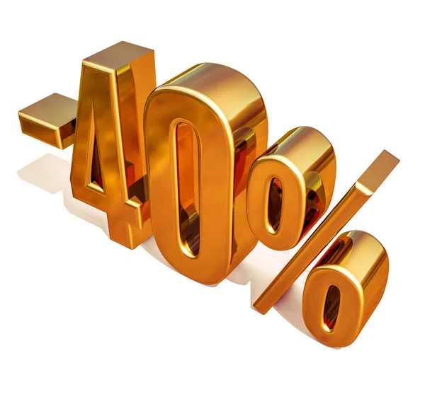 Oro -40%, Menos 40 por ciento signo de descuento — Foto de Stock