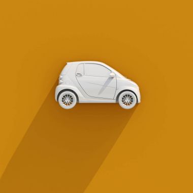 3D araba kompakt beyaz simgesi