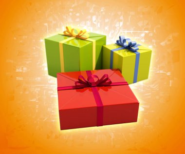 3 hediye kutuları yakın çekim