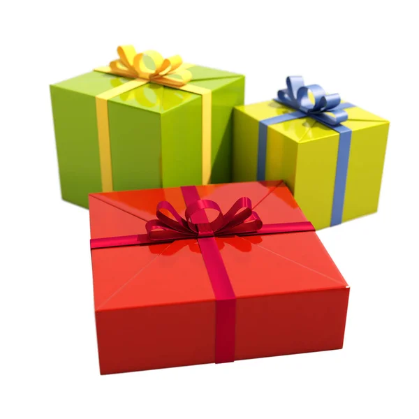 3 scatole regalo da vicino — Foto Stock