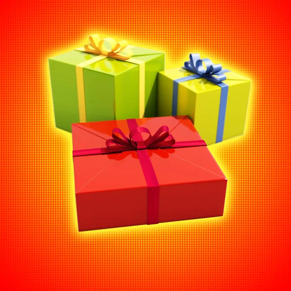 3 Gift Boxes Close Up — Stock Photo, Image