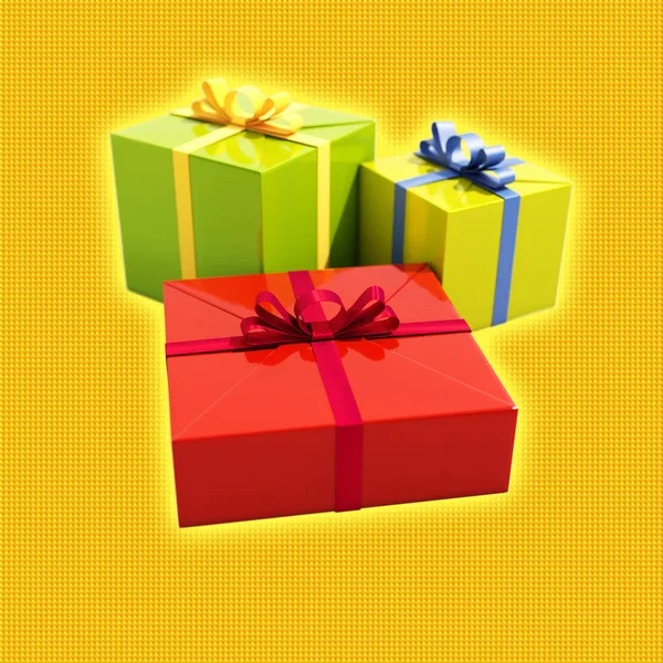 3 Gift Boxes Close Up — Stock Photo, Image