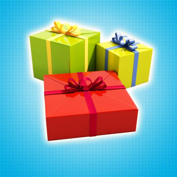 3 scatole regalo da vicino — Foto Stock