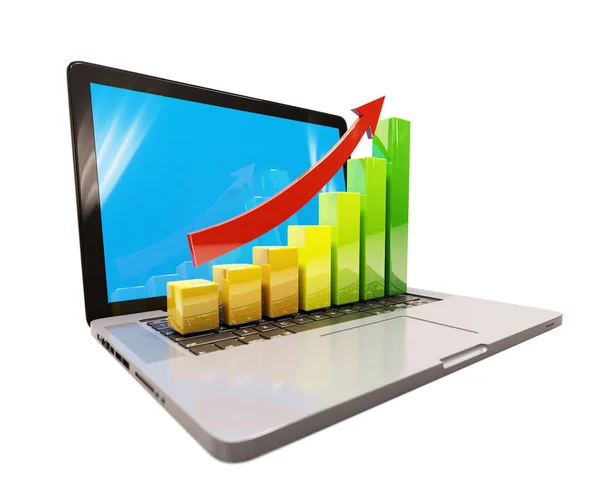 Gráfico de crecimiento en ordenador portátil — Foto de Stock