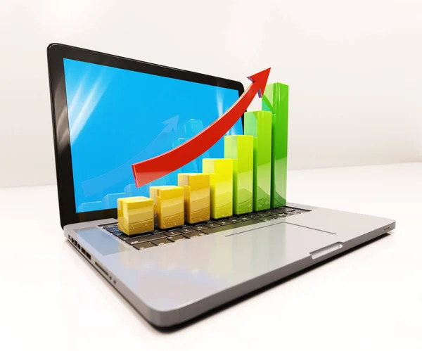 Growth Chart on Laptop Computer — Stock Photo, Image