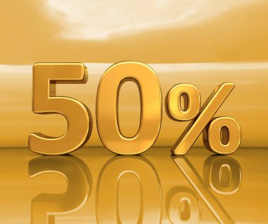 % 50 altın, yüzde elli indirim işareti