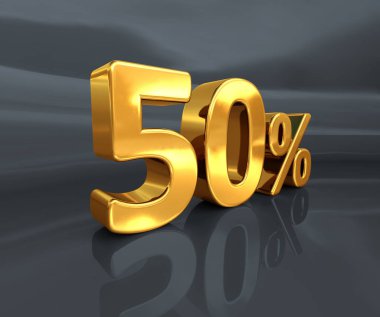 % 50 altın, yüzde elli indirim işareti