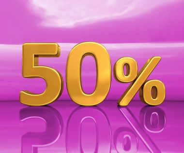 % 50 altın, yüzde elli indirim işareti