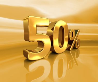 % 50 altın, yüzde elli indirim işareti