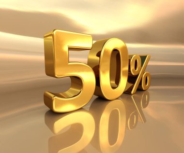 % 50 altın, yüzde elli indirim işareti