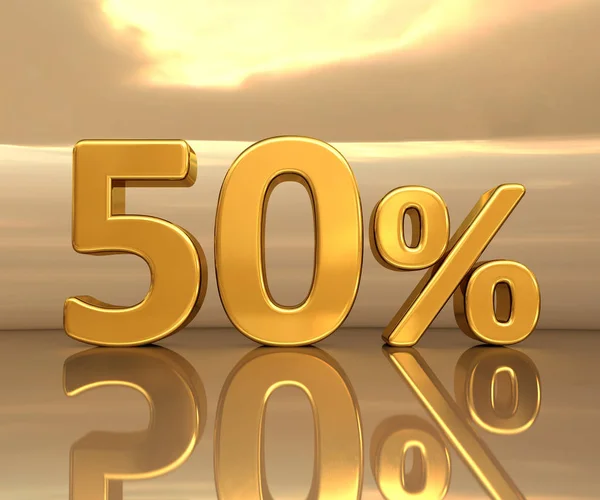 Oro 50%, cinquanta per cento segno di sconto — Foto Stock
