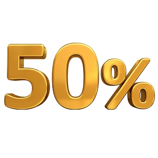 Guld 50%, femtio procent rabatt tecken — Stockfoto