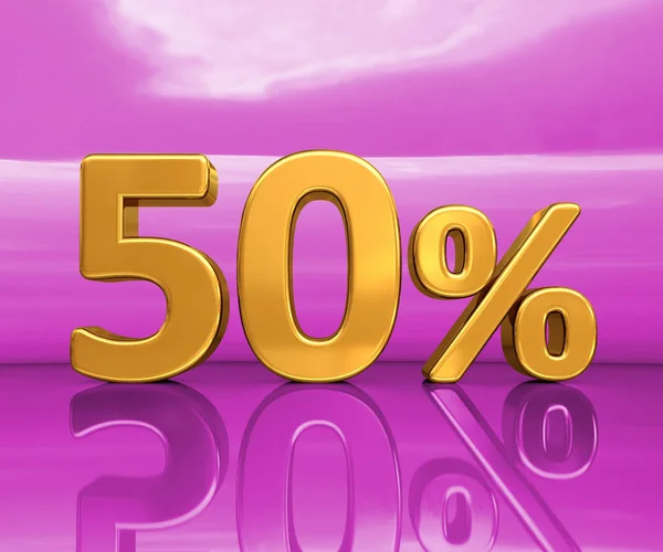 Gold 50%, Fifty Percent Discount Sign — Stock Photo, Image