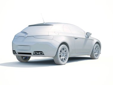 3D araba beyaz boş şablon