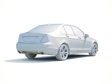 3D araba beyaz boş şablon