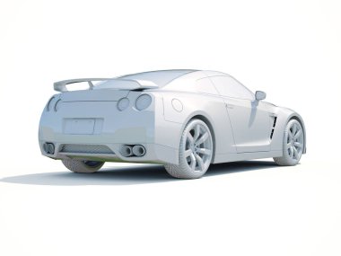 3D araba beyaz boş şablon