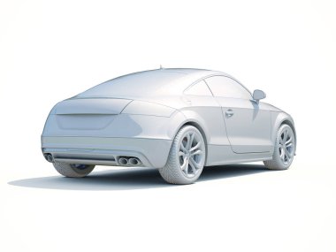 3D araba beyaz boş şablon