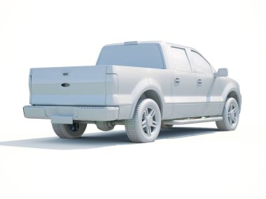 3D araba beyaz boş şablon