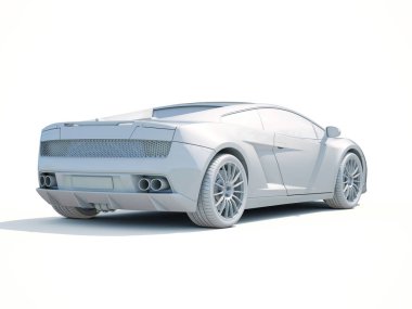 3D araba beyaz boş şablon