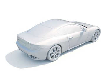 3D araba beyaz boş şablon