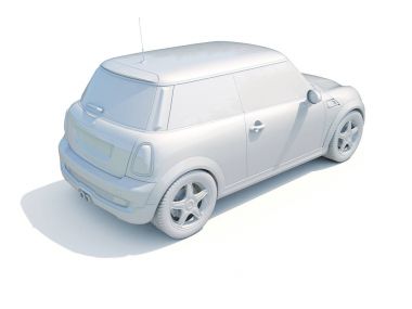 3D araba beyaz boş şablon