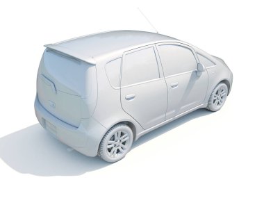 3D araba beyaz boş şablon