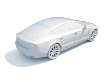 3D araba beyaz boş şablon