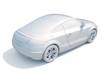 3D araba beyaz boş şablon