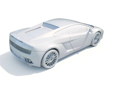 3D araba beyaz boş şablon