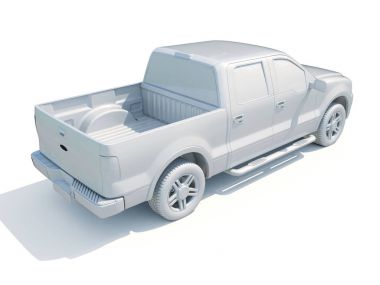 3D araba beyaz boş şablon
