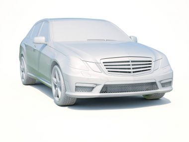 3D araba beyaz boş şablon