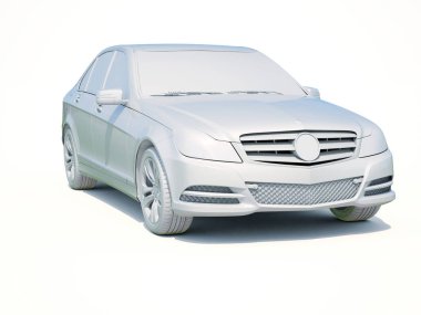 3D araba beyaz boş şablon