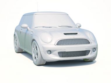 3D araba beyaz boş şablon