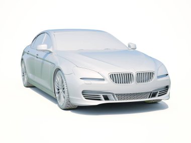 3D araba beyaz boş şablon