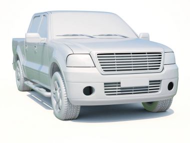 3D araba beyaz boş şablon