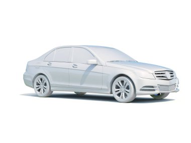 3D araba beyaz boş şablon