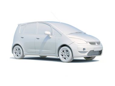 3D araba beyaz boş şablon