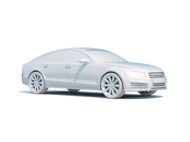 3D araba beyaz boş şablon