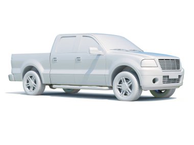 3D araba beyaz boş şablon