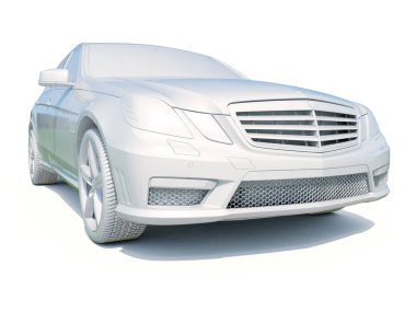 3D araba beyaz boş şablon