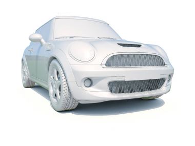 3D araba beyaz boş şablon