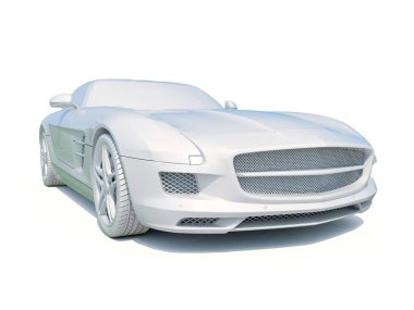 3D araba beyaz boş şablon